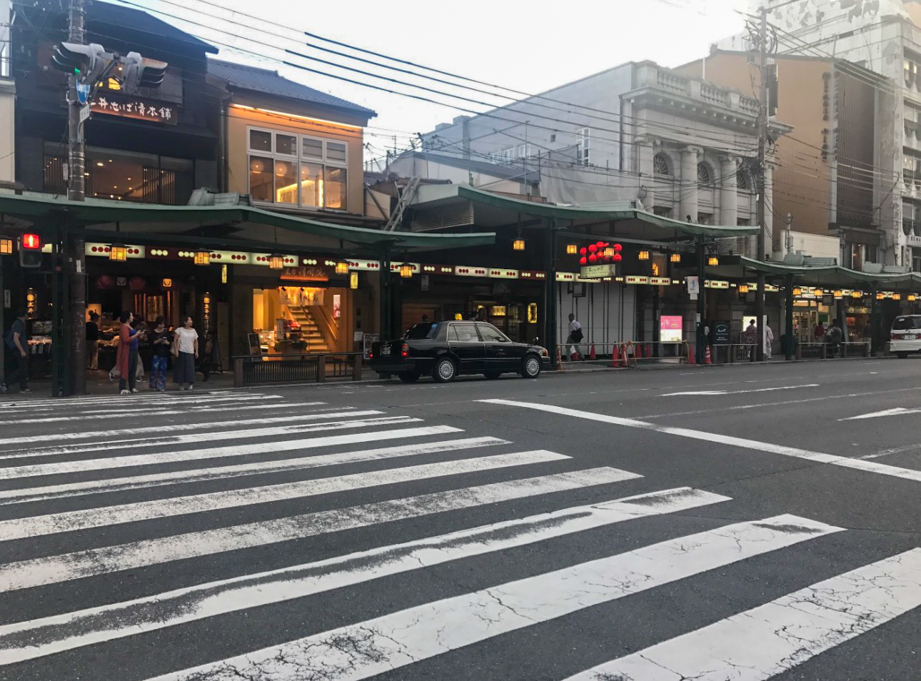 Quiet Kyoto street at dusk