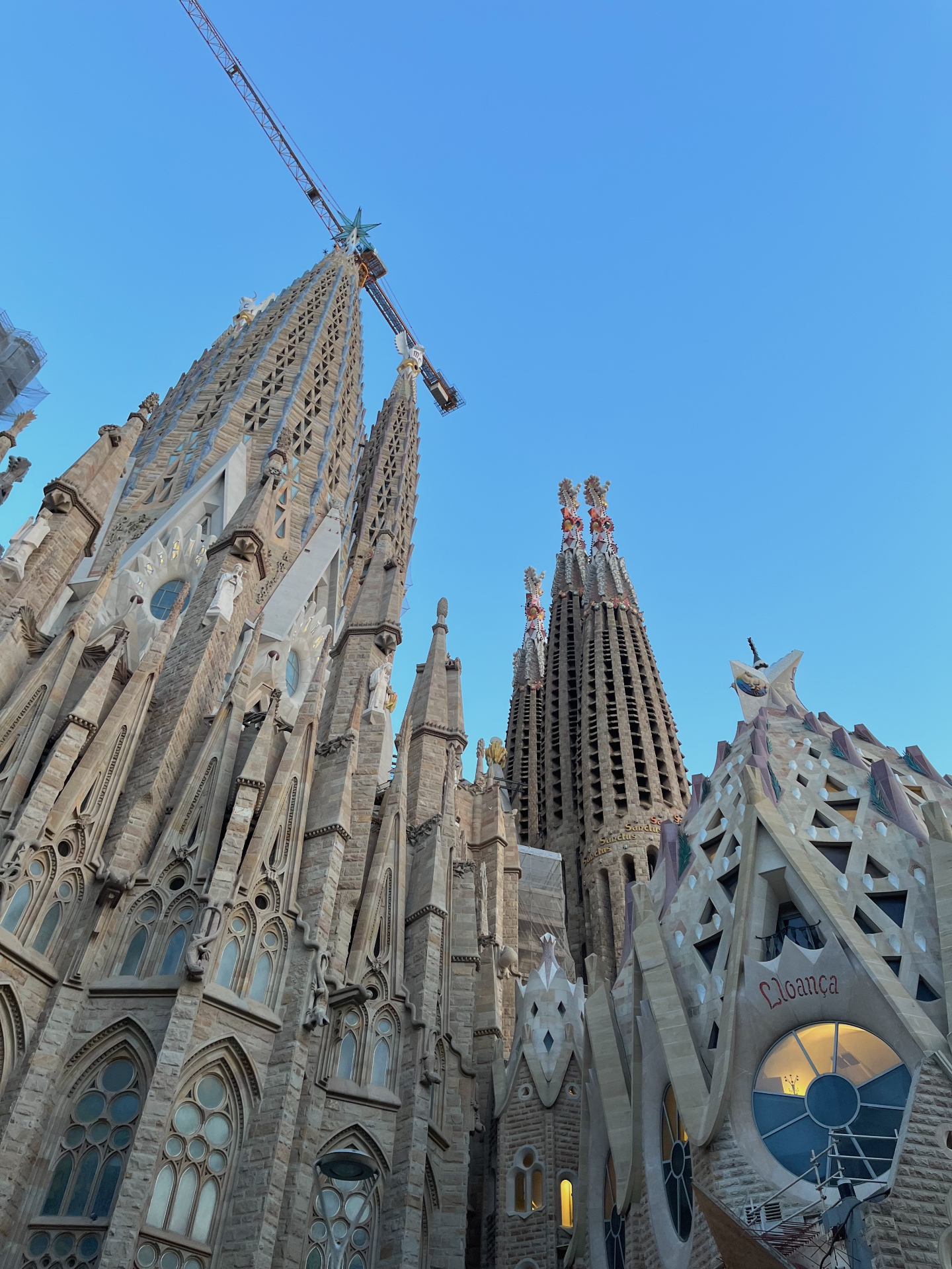 Sagrada Familia towers at dusk
