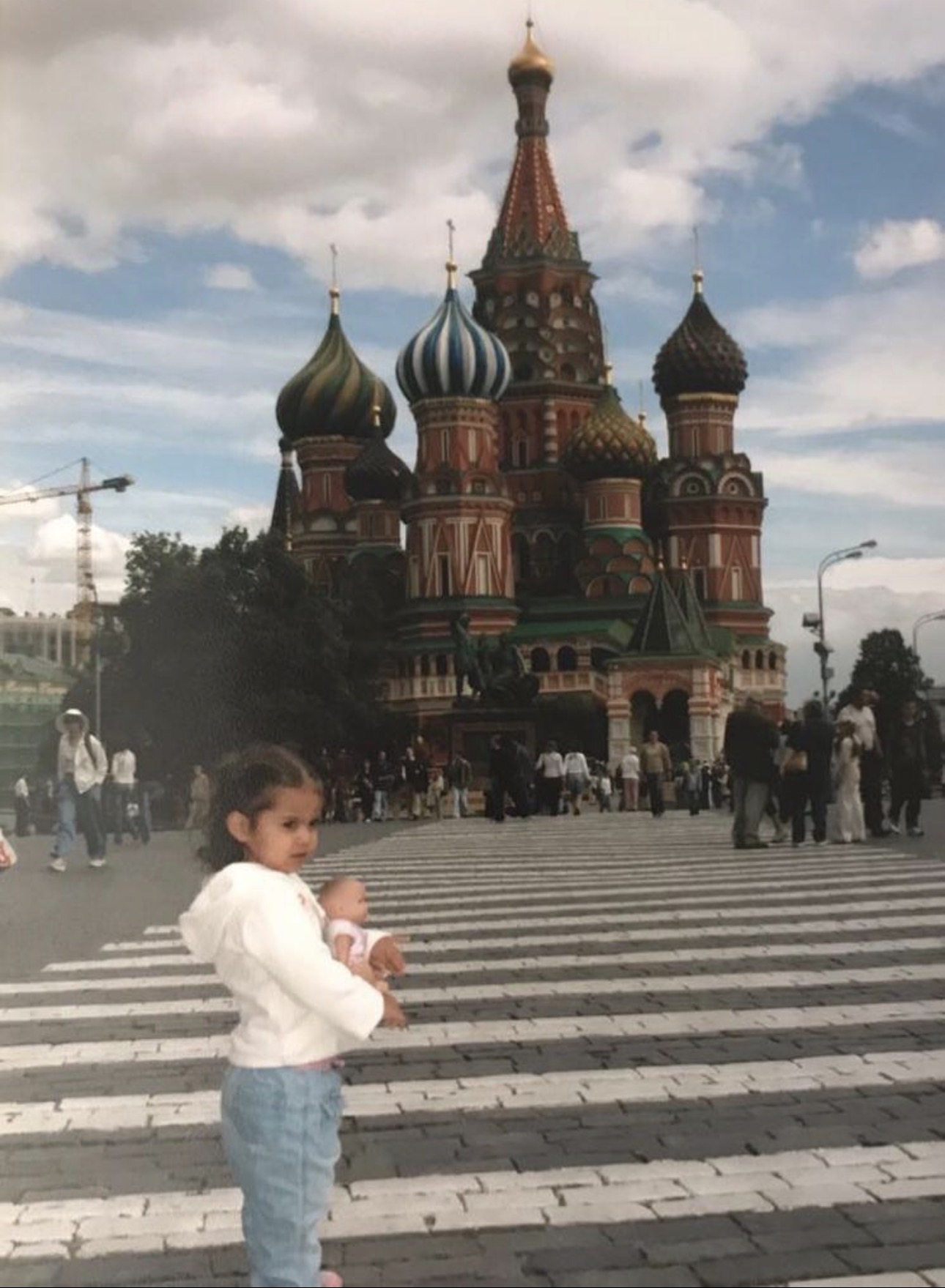 Toddler in front of St. Basil's Cathedral