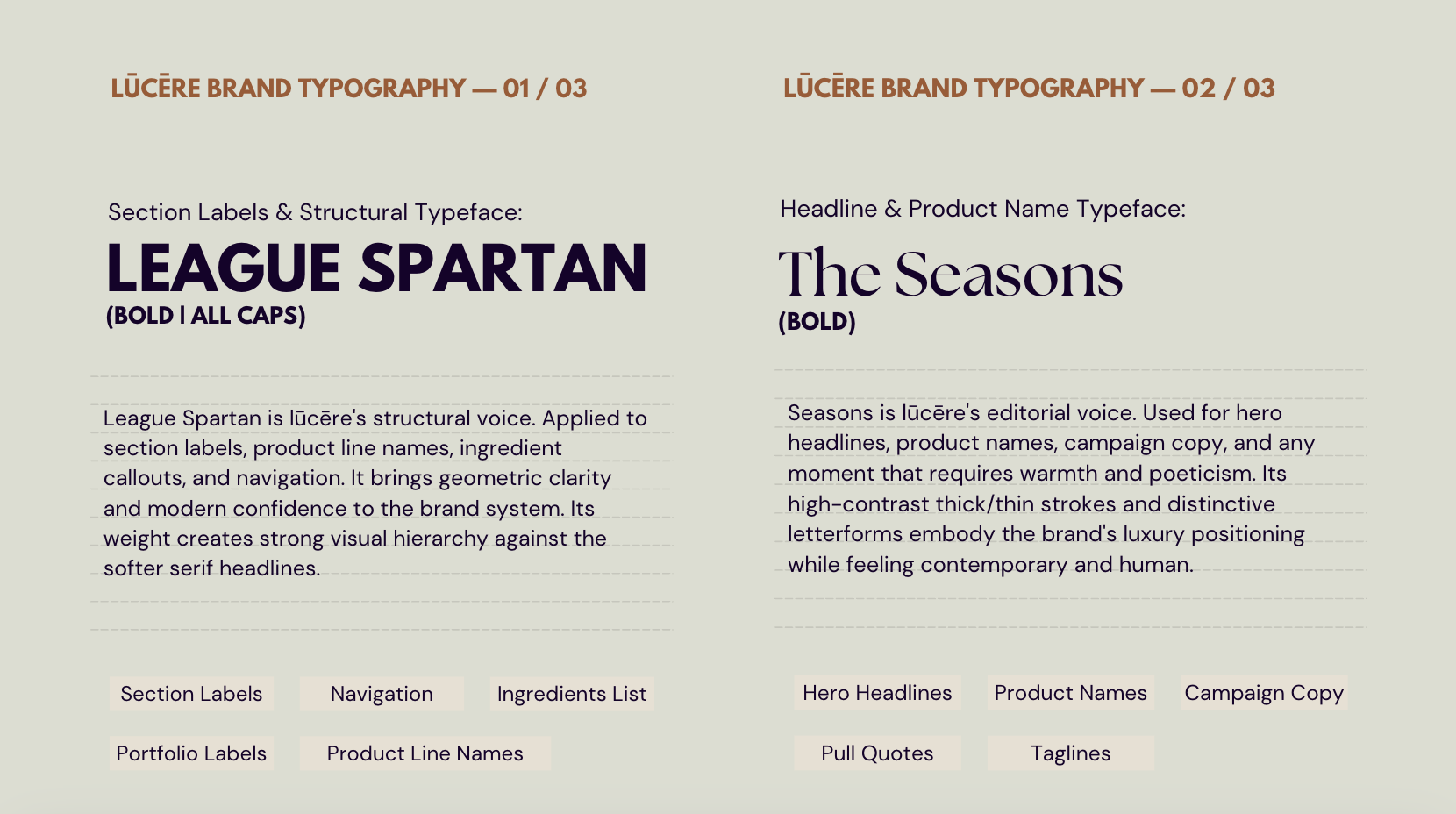Brand typography 01/03 — League Spartan & The Seasons