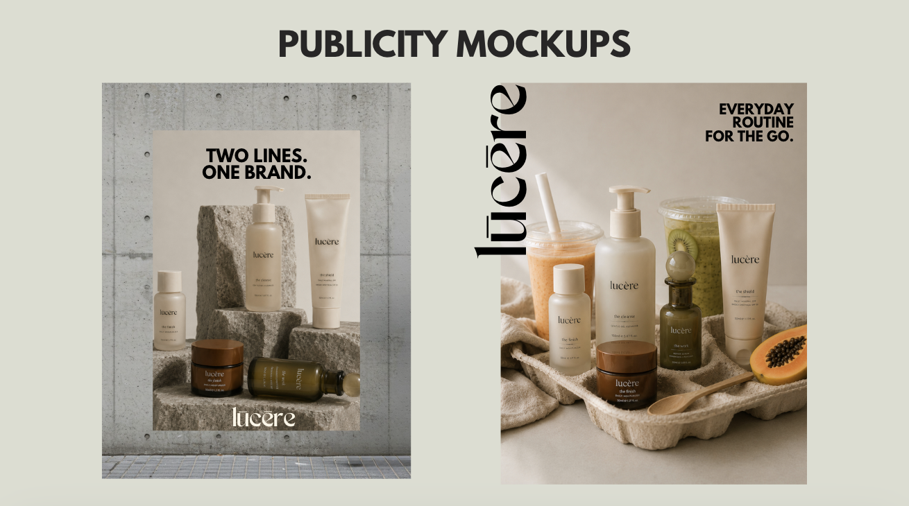Publicity mockups — Two Lines. One Brand. & Everyday Routine For The Go.