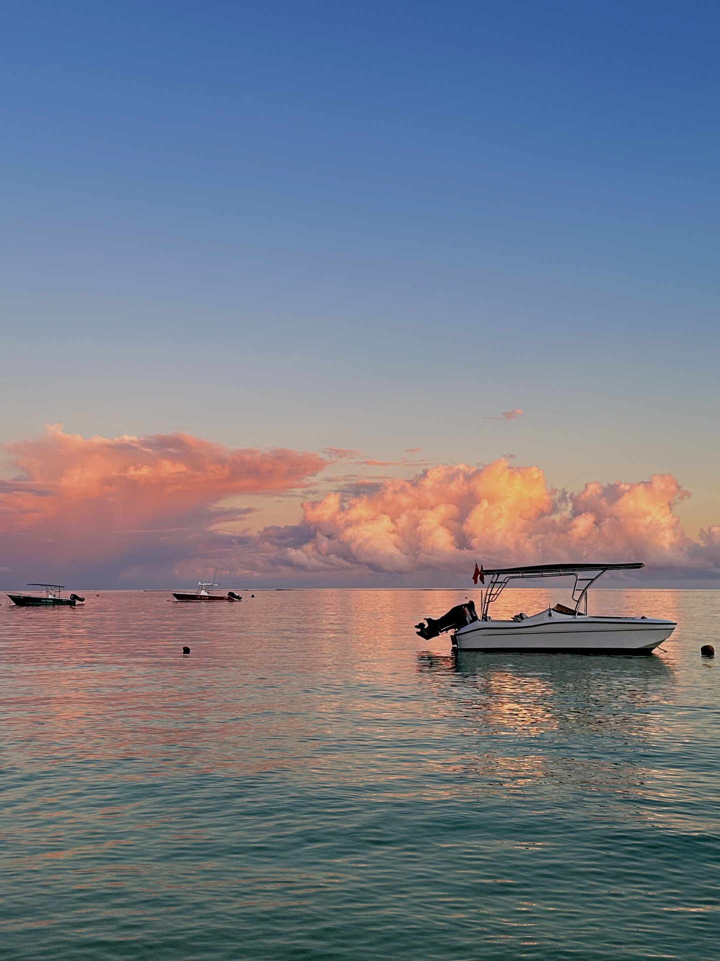 Boats at sunset in Seychelles