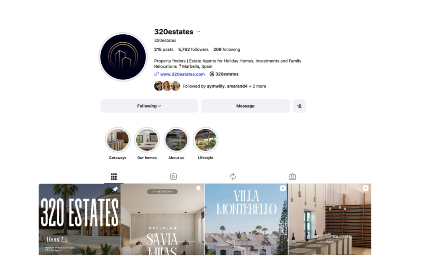 320 Estates Instagram profile screenshot